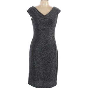 Lauren by Ralph Lauren black/silver drape-neck cocktail dress